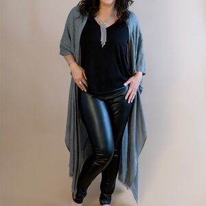 Guadeloupe Design Cashmere Open Front Kimono Cardigan with wood button